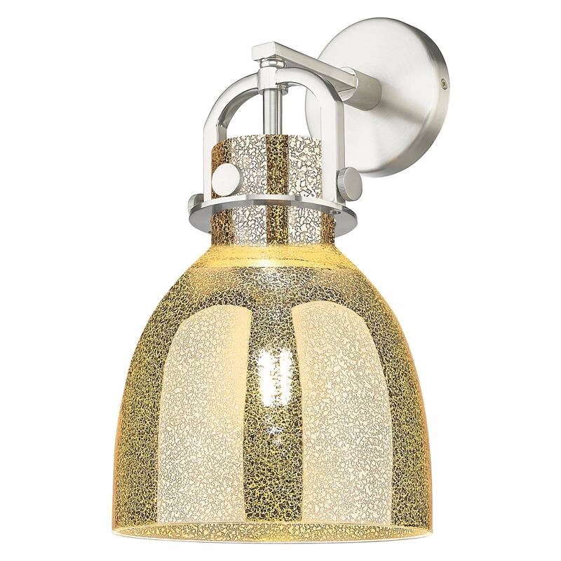 Innovations Lighting 410-1W-G412-8ME Newton Bell 14" Tall Bathroom - Satin Nickel