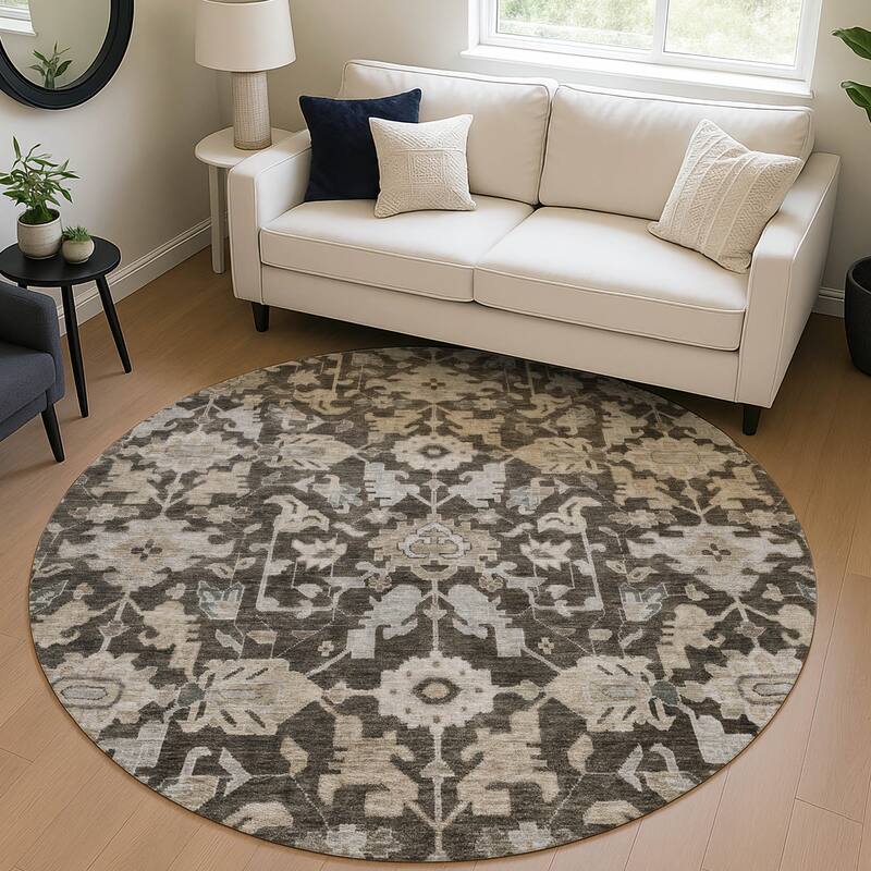 Machine Washable Indoor/ Outdoor Casual Traditional Chantille Rug