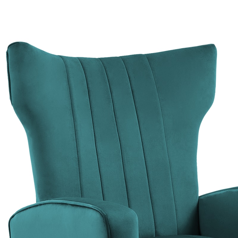 2 Set Velvet Wingback Accent Chairs with Metal Legs for Living Room