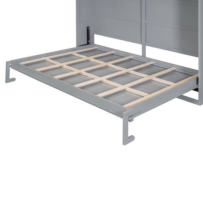 Space-Saving Queen Murphy Bed with Cabinet, Foldable Wall Bed, Durable Wood Frame & Comfortable Mattress Support