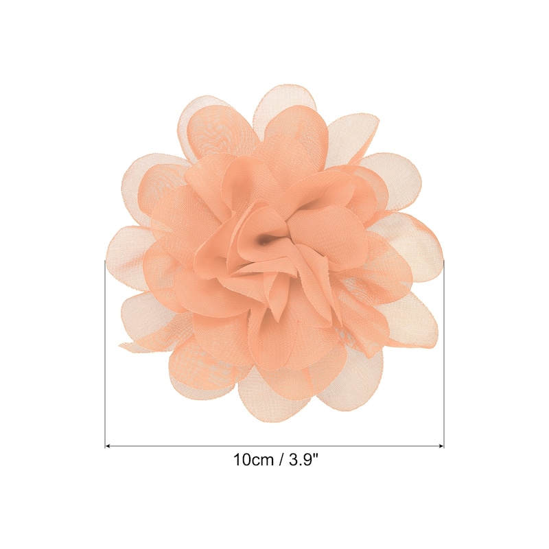 10Pcs Chiffon Flowers Fabric Flower Sewing Fabric Appliques - Peach - 3.9"