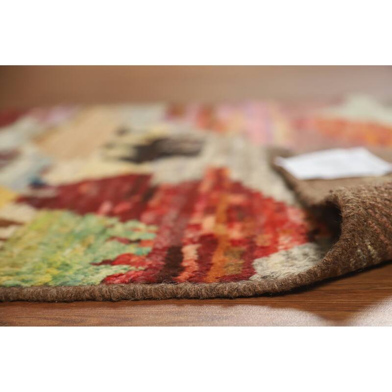 Abstract Moroccan Oriental Rug Handmade Multi-Color Wool Carpet - 3'7" x 5'10"