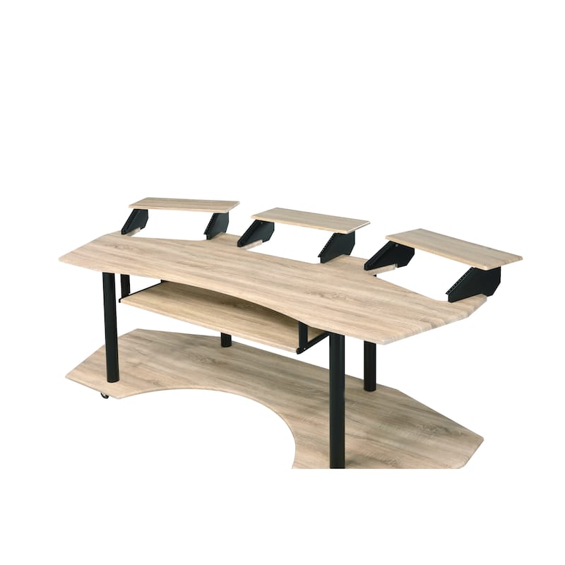 83" Eleazar Oak Finish Music Recording Studio Desk - Oak