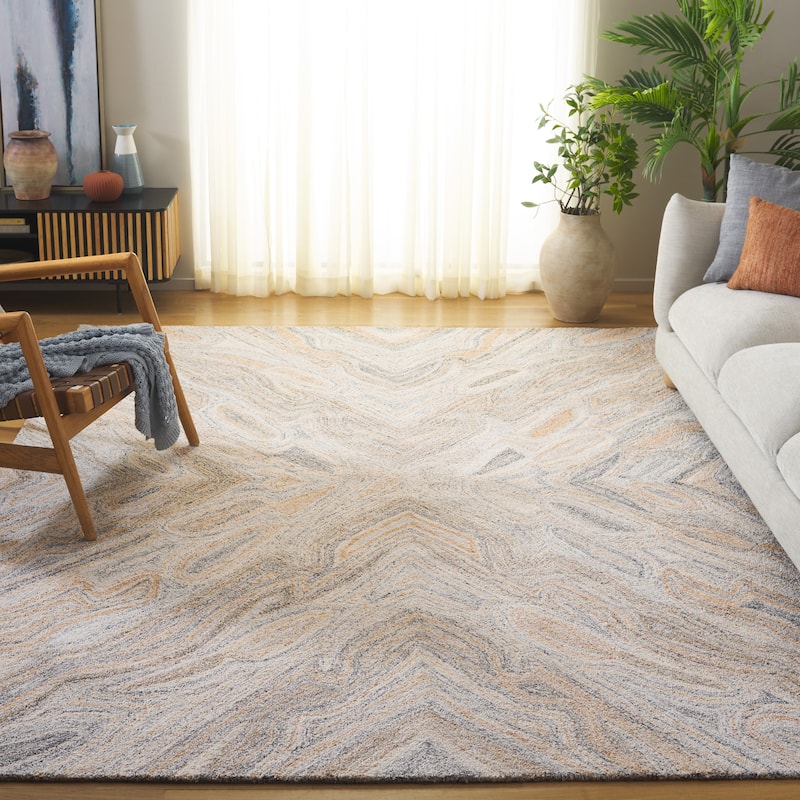 SAFAVIEH Handmade Abstract Amra Rug - 8' x 10' - Grey/Rust