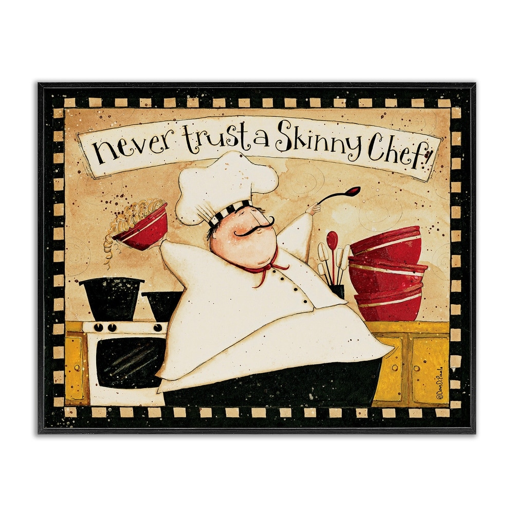 Stupell Never Trust a Skinny Chef with Happy Cook Phrase Framed Wall Art