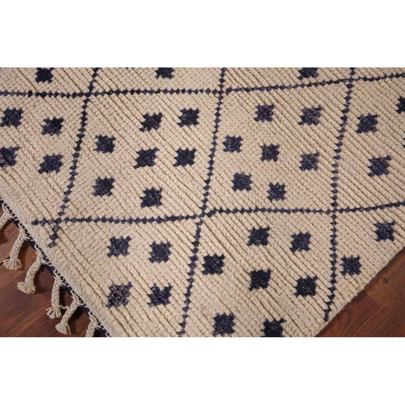 Trellis Ivory Moroccan Oriental Accent Rug Handmade Wool Carpet - 3'0"x 5'2"