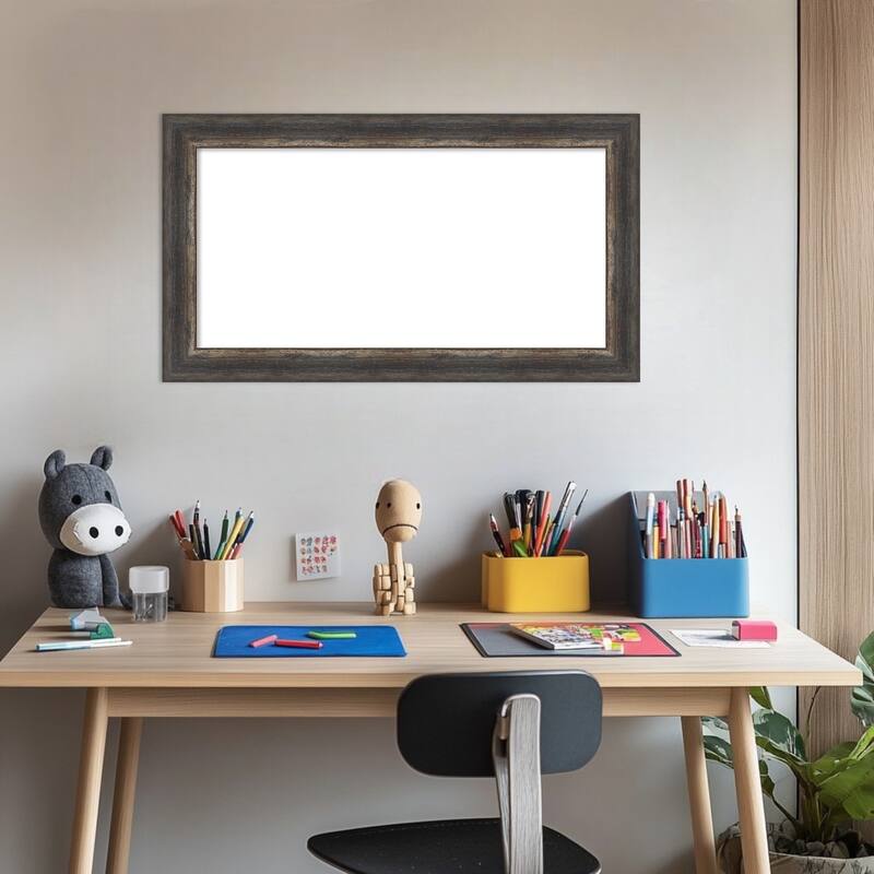 Amanti Art Bark Rustic Char Narrow Framed Dry Erase Magnetic Board