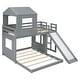 preview thumbnail 8 of 44, Wooden Twin Over Full Bunk Bed,Loft Bed Kids Bed with Playhouse,Farmhouse,Ladder,Slide and Guardrails