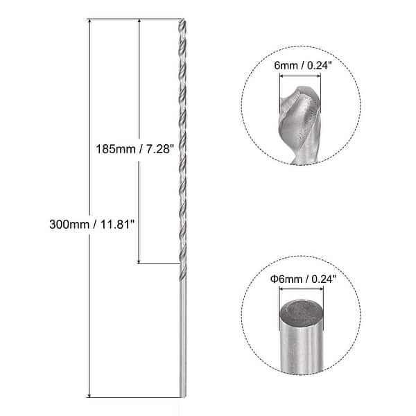 6mm Twist Drill Bits, HighSpeed Steel Extra Long Drill Bit 300mm