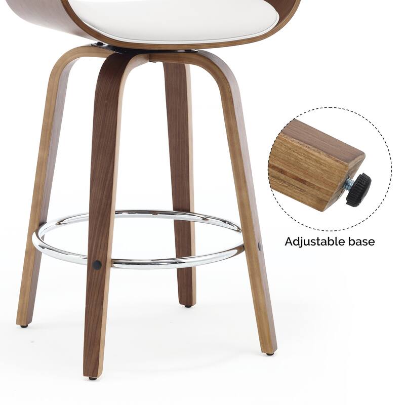 26"/29" Faux Leather Swivel Bar Stools, Wood Counter Stool