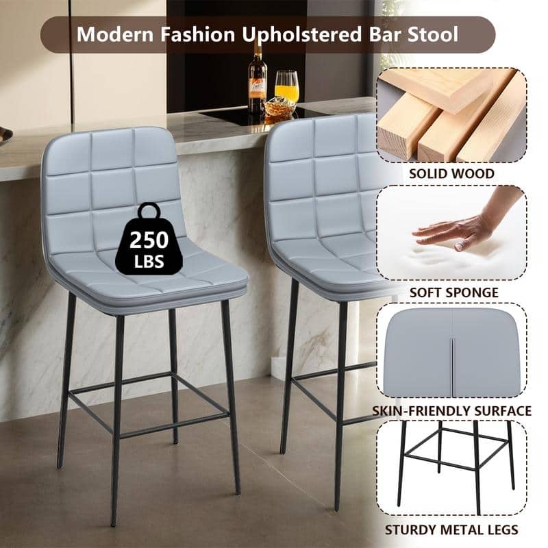Metal Upholstered Bar Stools (Set of 6)