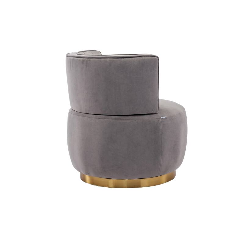 Gray Modern 25.2" Upholstered 360° Swivel Barrel Chair with Wide Upholstered and Sturdy Hardwood Frame