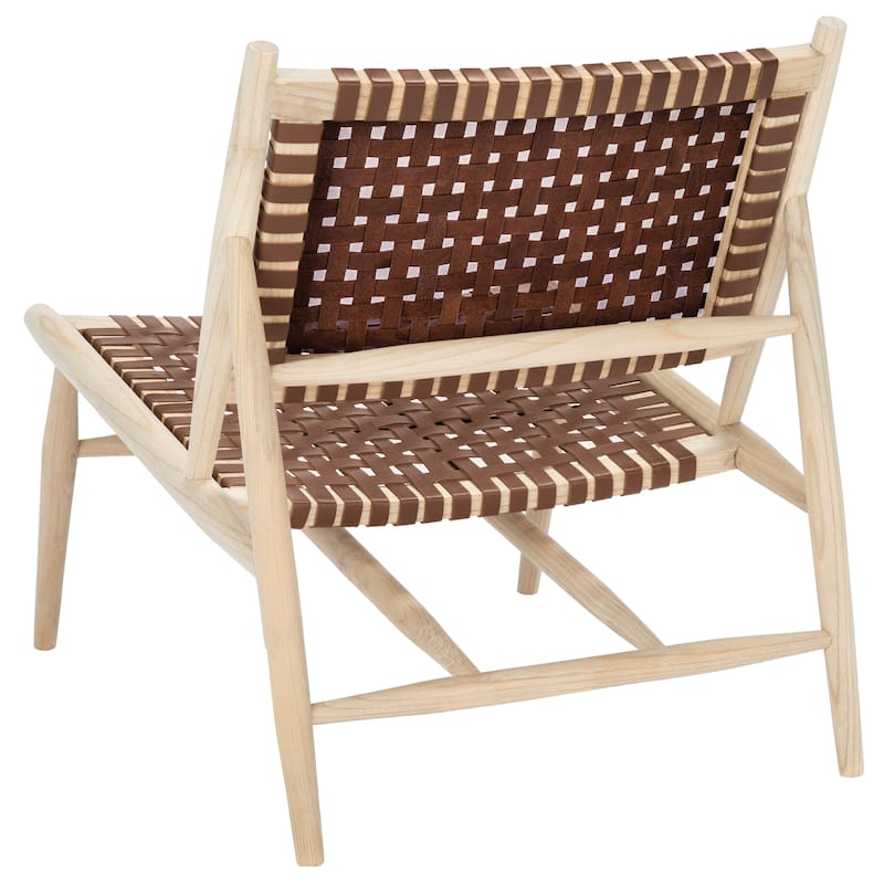 SAFAVIEH Soleil Squared Leather Woven Accent Chair - 26" W x 31.5" L x 30.7" H