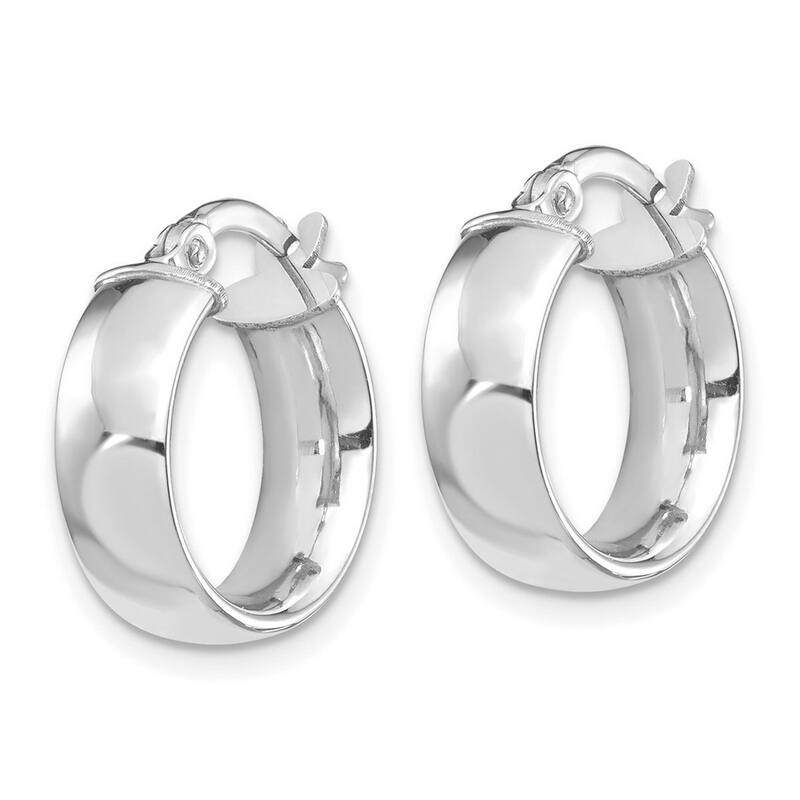 Curata 14k White Gold High Polished Hoop Earrings