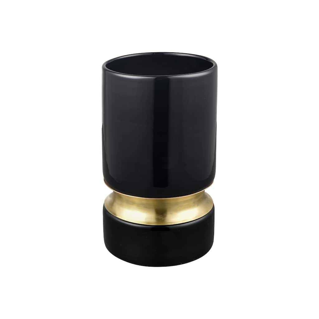 Atlas Brooke Opaque Black Glass Cylindrical Vase