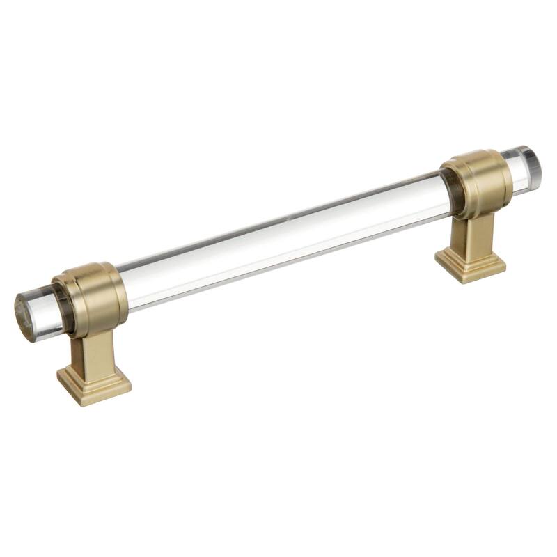 Amerock Glacio Cabinet Door and Drawer Pull - 5-1/16 in (128 mm) Center-to-Center - Clear/Golden Champagne