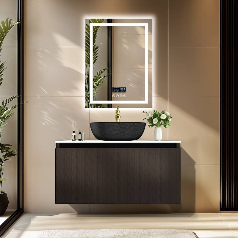 Wall Floating Vanity Bathroom Cabinet with Sink Combo with faucet