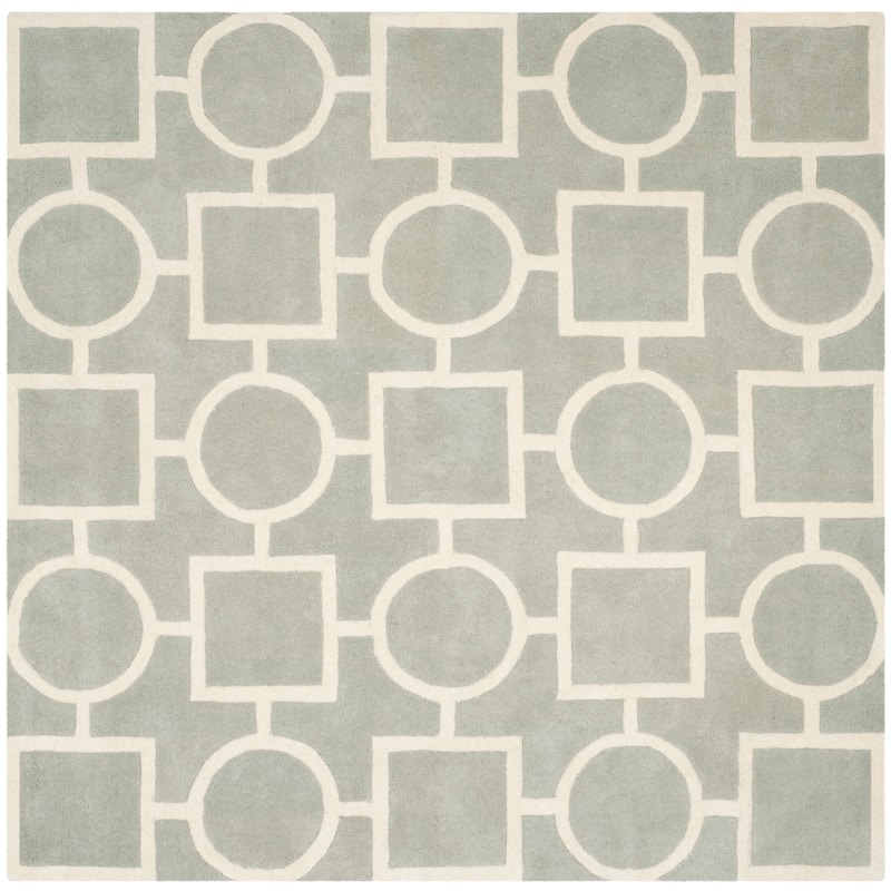 SAFAVIEH Handmade Chatham Alkinoi Modern Moroccan Wool Rug - 7' Square - Grey/Ivory