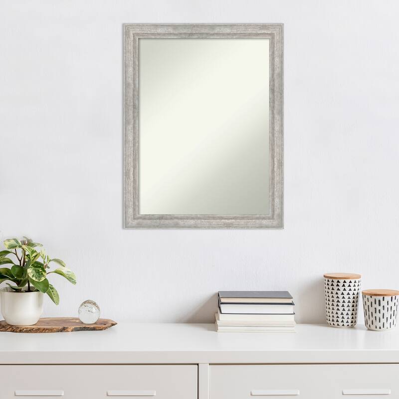 Angled Non-Beveled Wood Framed Wall Mirror