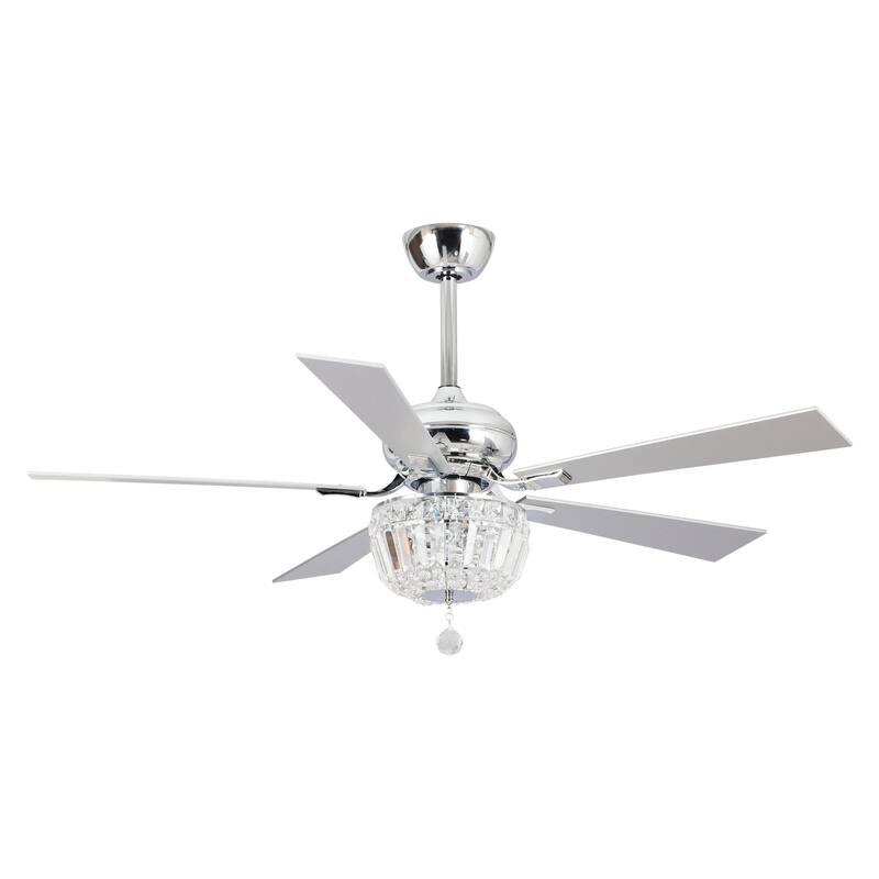 52-inch Chrome 2-Light Crystal Ceiling Fan with Remote