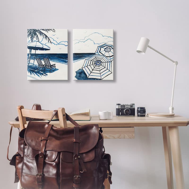 Stupell Tropical Ocean Views Canvas Wall Art Design By Carol Robinson (Set of 2)