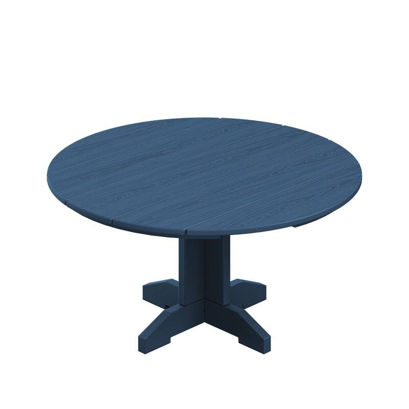 HDPE Patio Outdoor Round Coffee Table, X-shaped Leg - Navy
