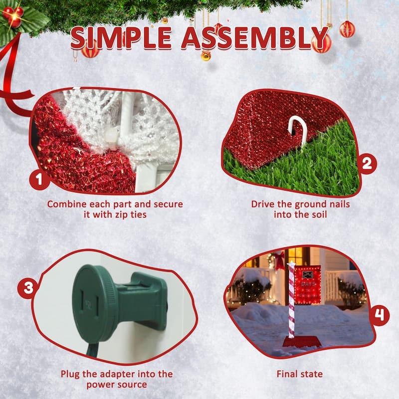 VEIKOUS 5FT Lighted Christmas Countdown Sign, Outdoor Countdown Board with Days Setting & Sturdy Steel Frame