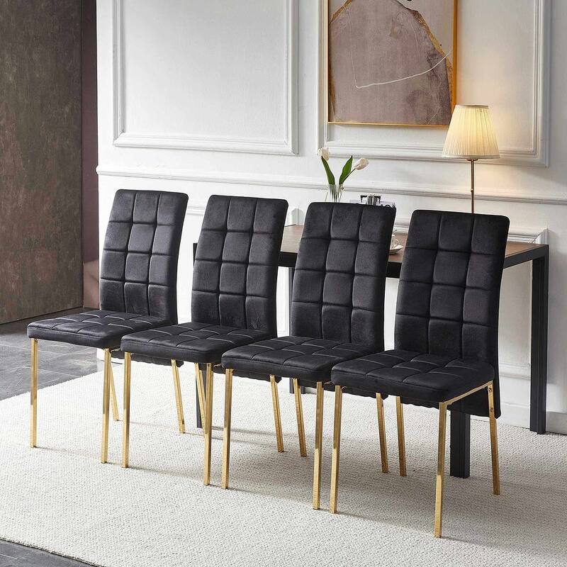 Mid-Century Modern 5 Piece Dining Table Set, 47.24'' Rectangular MDF Dining Table with 4 Velvet Upholstered Dining Chairs