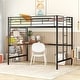 preview thumbnail 14 of 20, Full Metal Loft Bed with Desk and Metal Grid, Space-saving, White