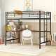 preview thumbnail 14 of 43, Metal Loft Bed with Desk, Ladder & Grid Full - Black