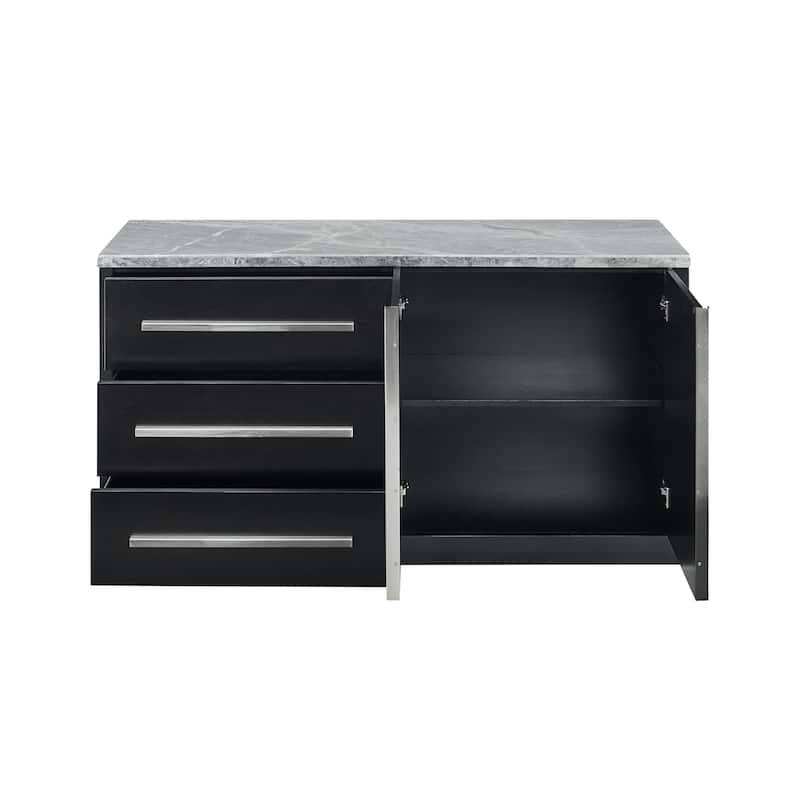 Camila - Gray Marble Top Server - Dark Gray