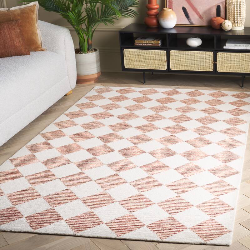 SAFAVIEH Handmade Ebony Edita Modern & Contemporary Wool Rug - 8' x 10' - Rust/Ivory