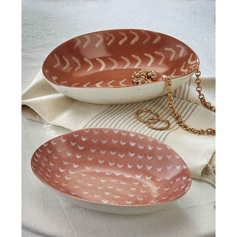 Endls Large Summer Decor Serving Bowl in Burnt Sienna Ceramic 24oz Dishwasher Safe 10in x 6.8in x 2.5in
