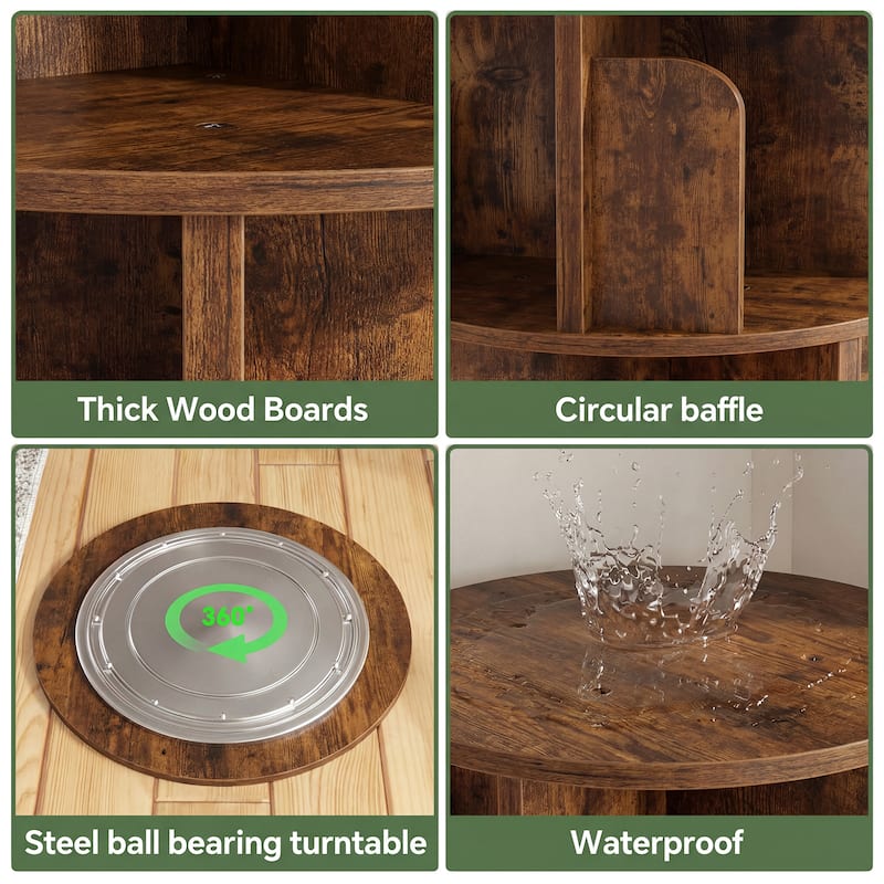 4/5/6 Tiers Round Rotating Bookcase, Revolving Floor Standing Bookshelf Corner Organizer Display