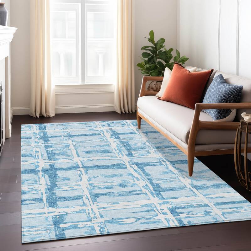 Machine Washable Indoor/ Outdoor Chantille Abstract Contemporary Rug
