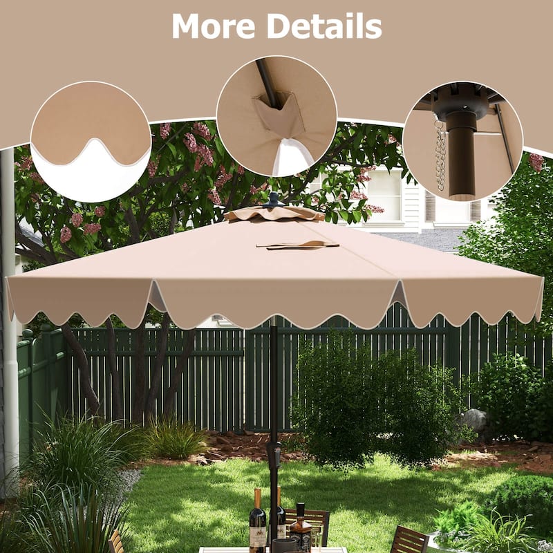 Costway 9 FT Patio Umbrella 2-Tier Market Table Umbrella with