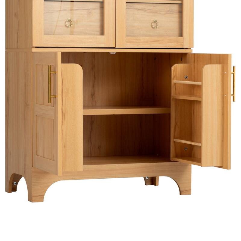 71" Tall Arched Kitchen Pantry Cabinet with Adjustable Shelves and Hidden Drawer for Stylish Storage Solutions