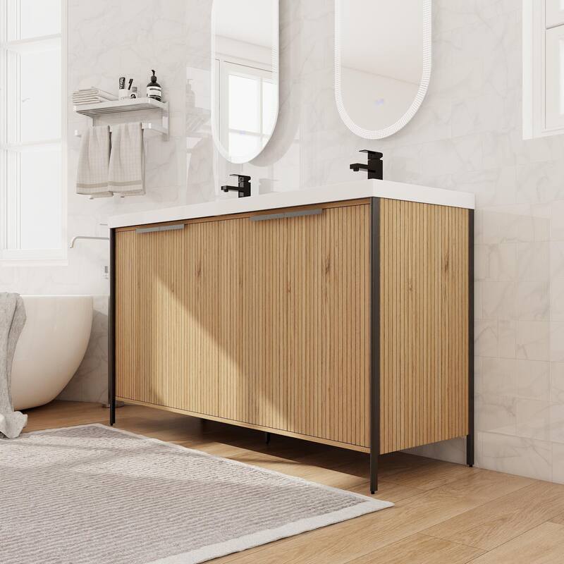 Beingnext 24"/30"/36"/48"/60" Bathroom Vanity with Sink, Freestanding Bathroom Vanity with Soft Close Door and Shelf
