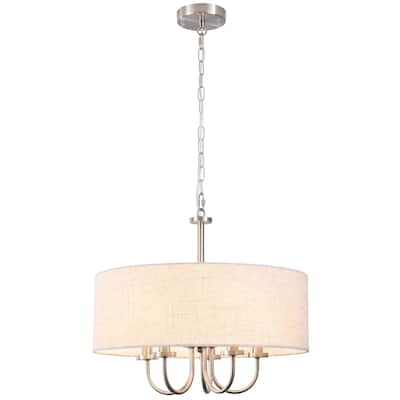 Modern Farmhouse Drum 5-Light Transitional Chandelier, Classic Semi Flush Mount Chandelier for Dining room - W19.09"x H15.19"