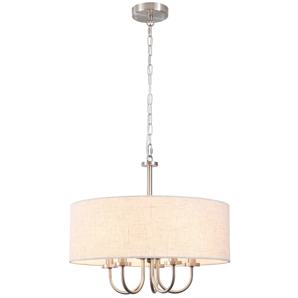 Modern Farmhouse Drum 5-Light Transitional Chandelier, Classic Semi Flush Mount Chandelier for Dining room - W19.09"x H15.19"