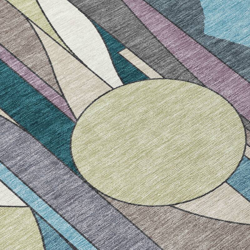 Machine Washable Indoor/ Outdoor Contemporary Retro Chantille Rug