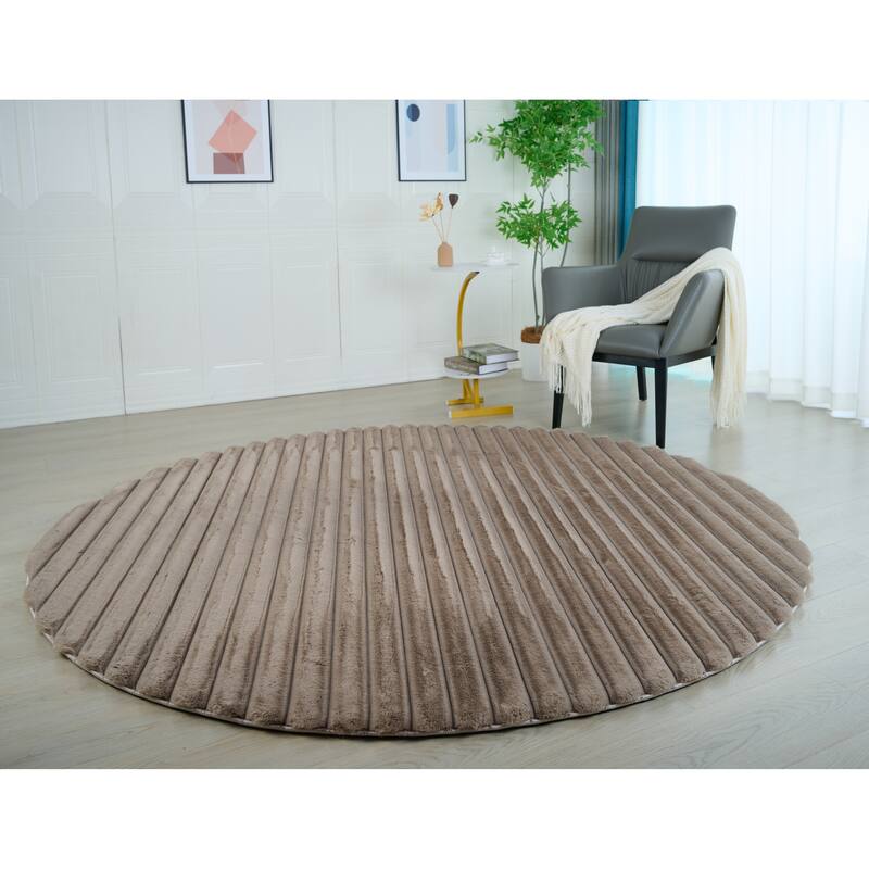 Madrid Collection Ultra Soft Ribbed Faux Fur Area Rug
