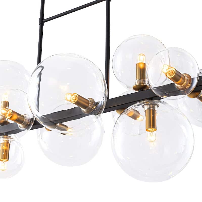 12-Light Mid-century Clear Glass Globe Island Chandelier