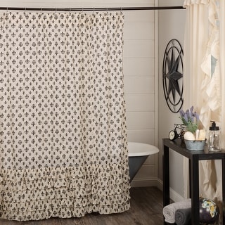 VHC Coastal Beach 100% Cotton Shower Curtain Bath Room White Floral 72 x 72 