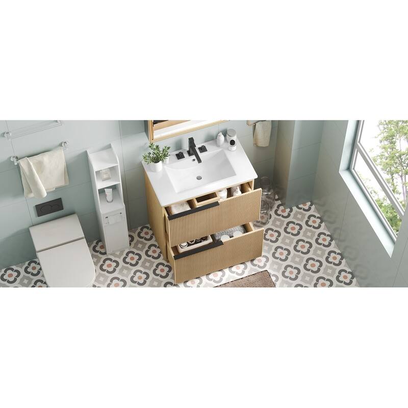 Bathroom Vanity with Ceramic Sink and Drawers