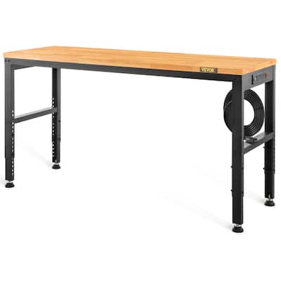 VEVOR Adjustable Height Workbench Work Bench Table w/ Power Outlets