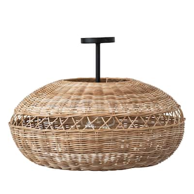Hand-Woven Rattan Semi-Flush Ceiling Lamp