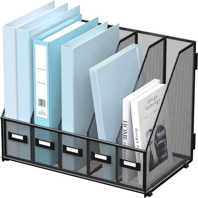 Desk Organizers Metal Desk Magazine - 16.14"D x 9.84"W x 12.6"H - Metal Finish - Black