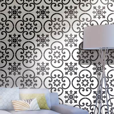 Handmade Orika in White and Black Tile, Pack of 12 (Morocco)