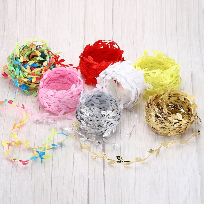 22 Yards Leaf Ribbon, Leaves Trim Rope Artificial, Style 8
